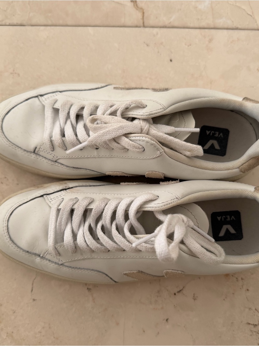 Veja White Sneakers with Tan Accents